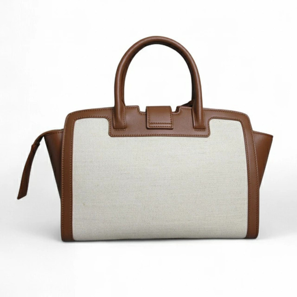 Saint Laurent Yves Baby Downtown Handbag Tote Bag Canvas Leather Brown